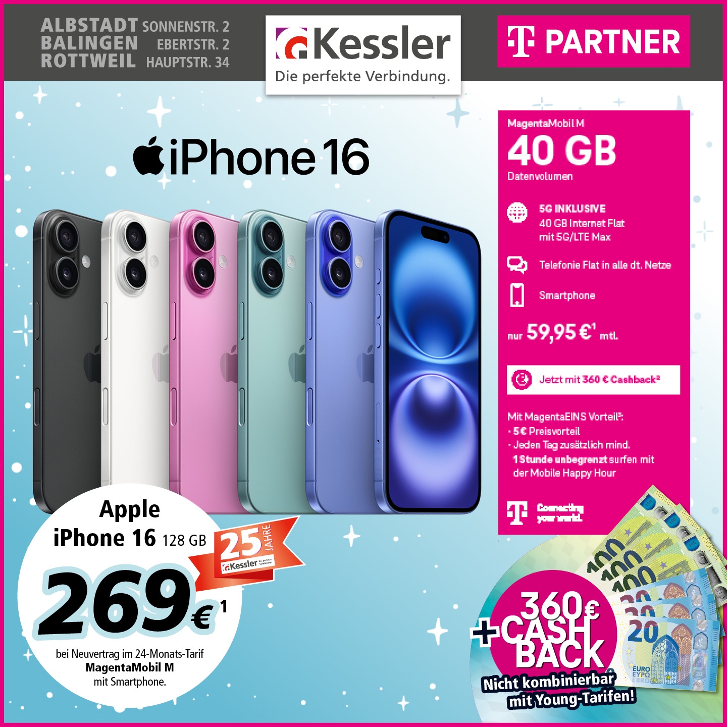 MagentaMobil M mit iPhone 16 und Cashback