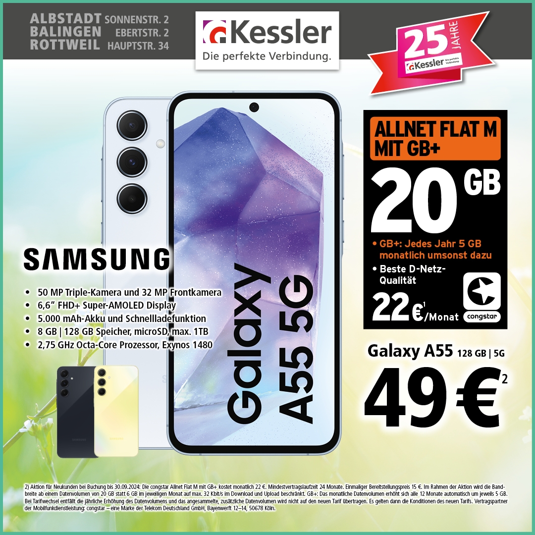 Congstar Allnet M mit GB+ und Samsung A55