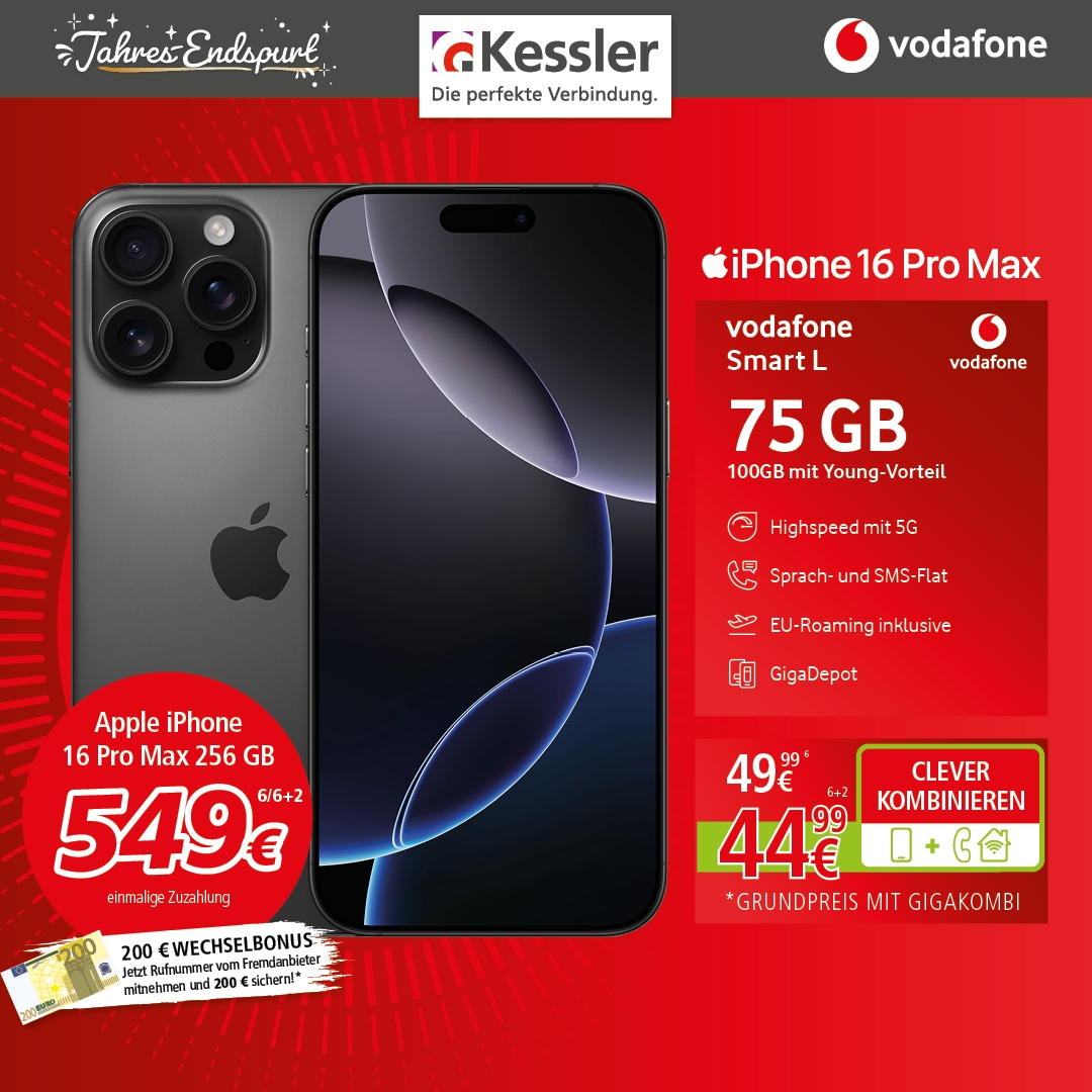 Vodafone Smart L m. iPhone 16 Pro Max 256GB