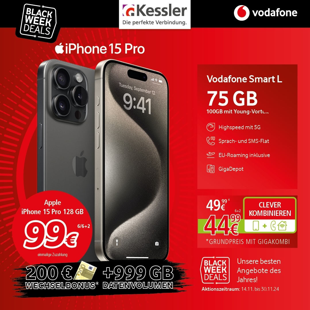 Vodafone Smart L mit Apple IPhone 15 Pro 128GB