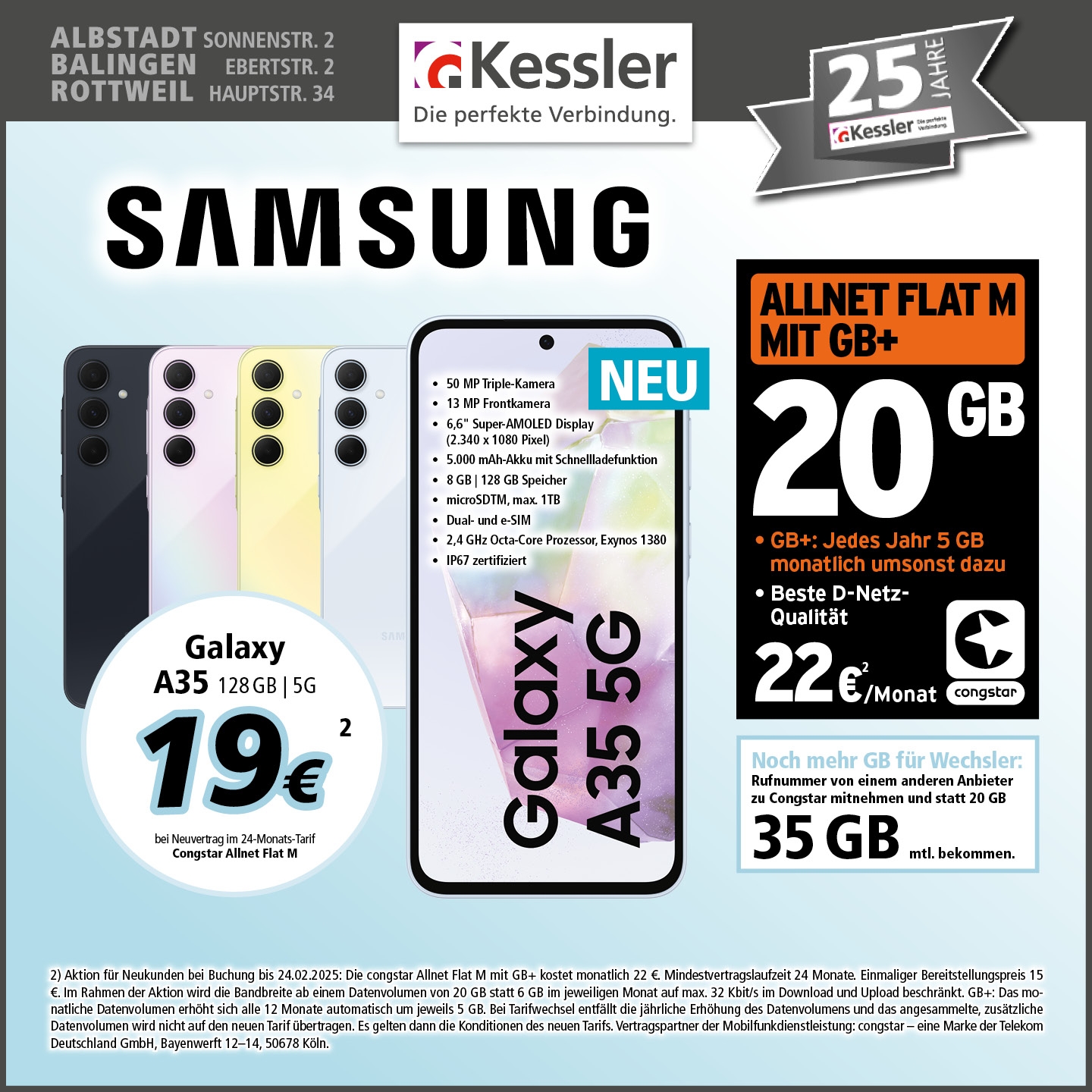 Congstar Allnet M mit GB+ und Samsung A55