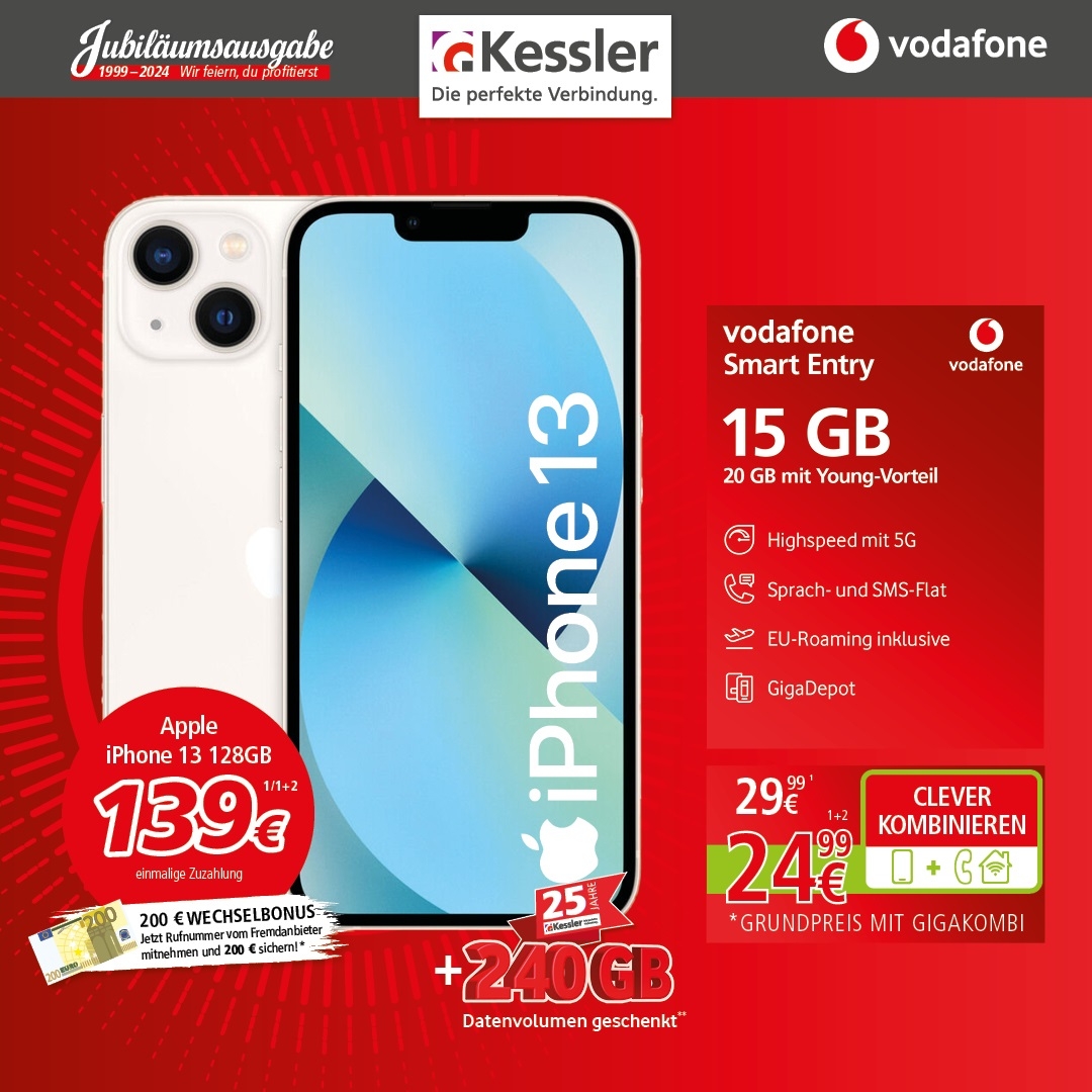 Vodafone Smart Entry mit IPhone 13 128GB