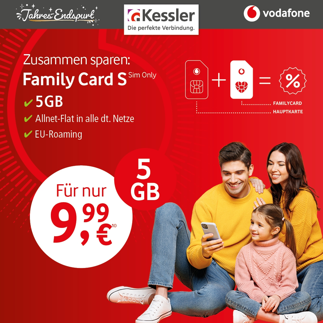 Vodafone Family Card S für nur 9,99€ mtl.