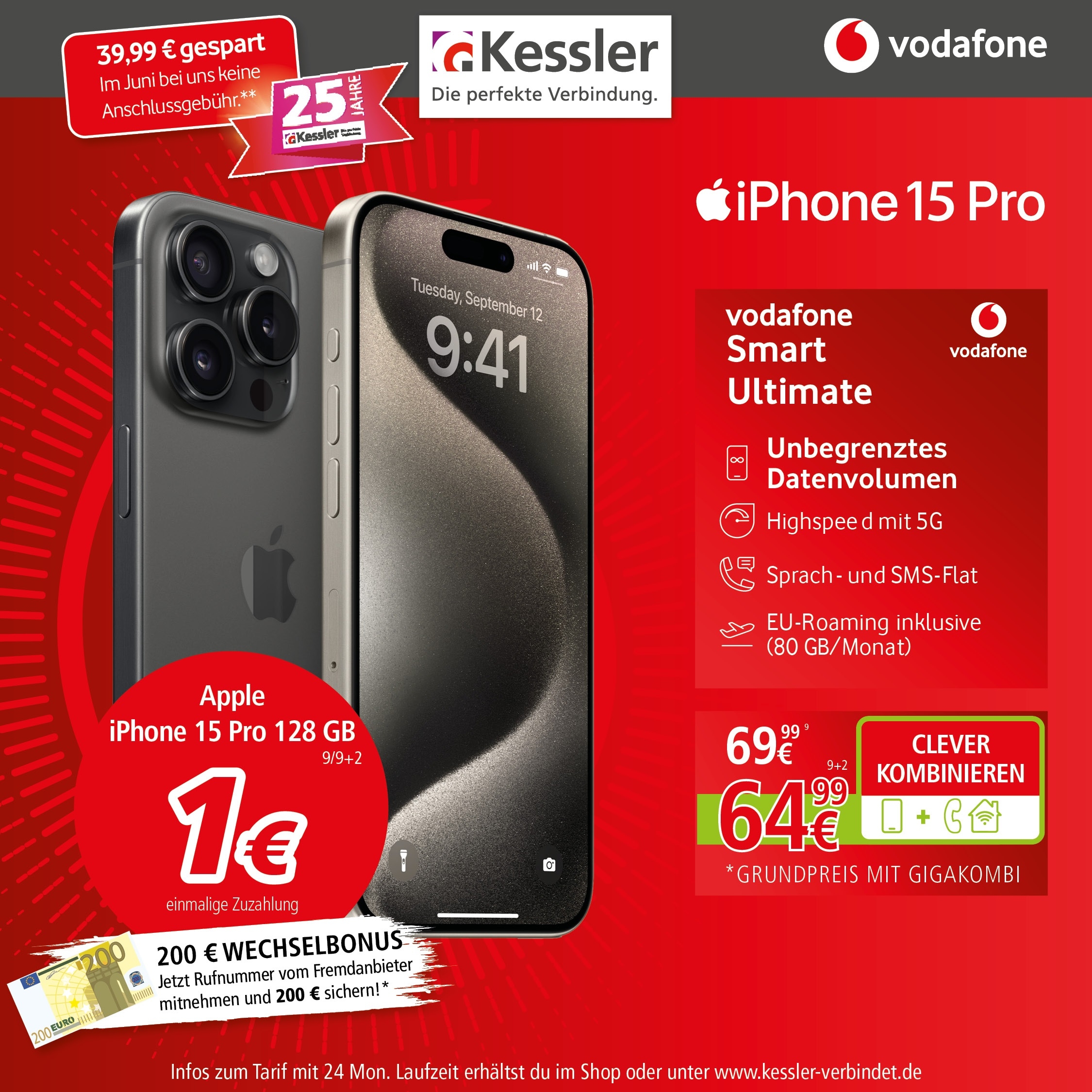 Vodafone Smart Ultimate m. iPhone 15 Pro Max 256GB