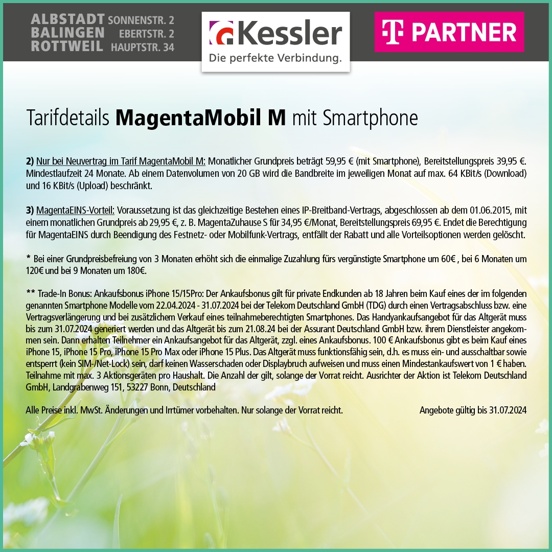 Magenta Mobil M mit iPhone 15