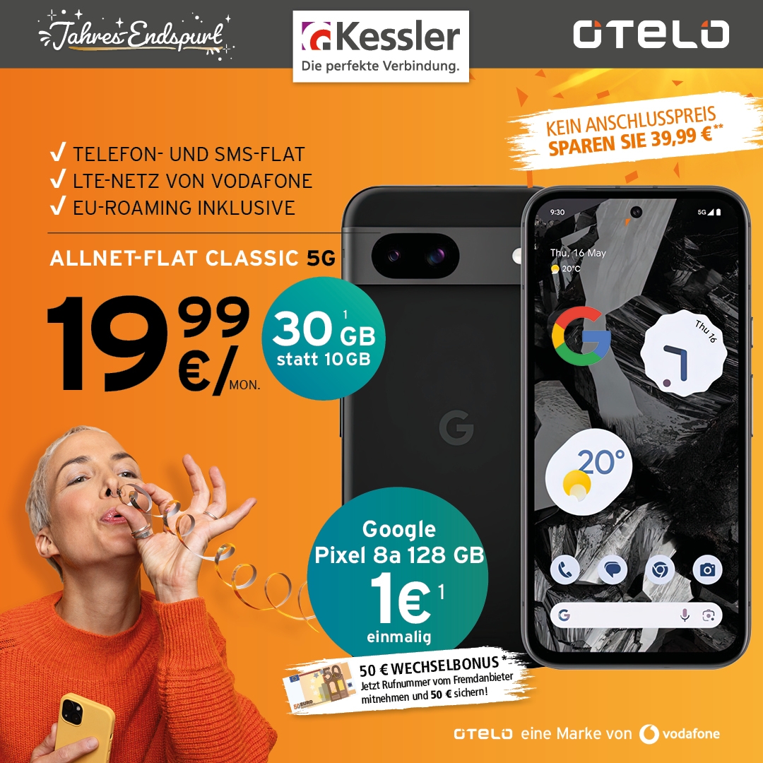 OTELO Classic 30GB mit Google Pixel 8a 128GB