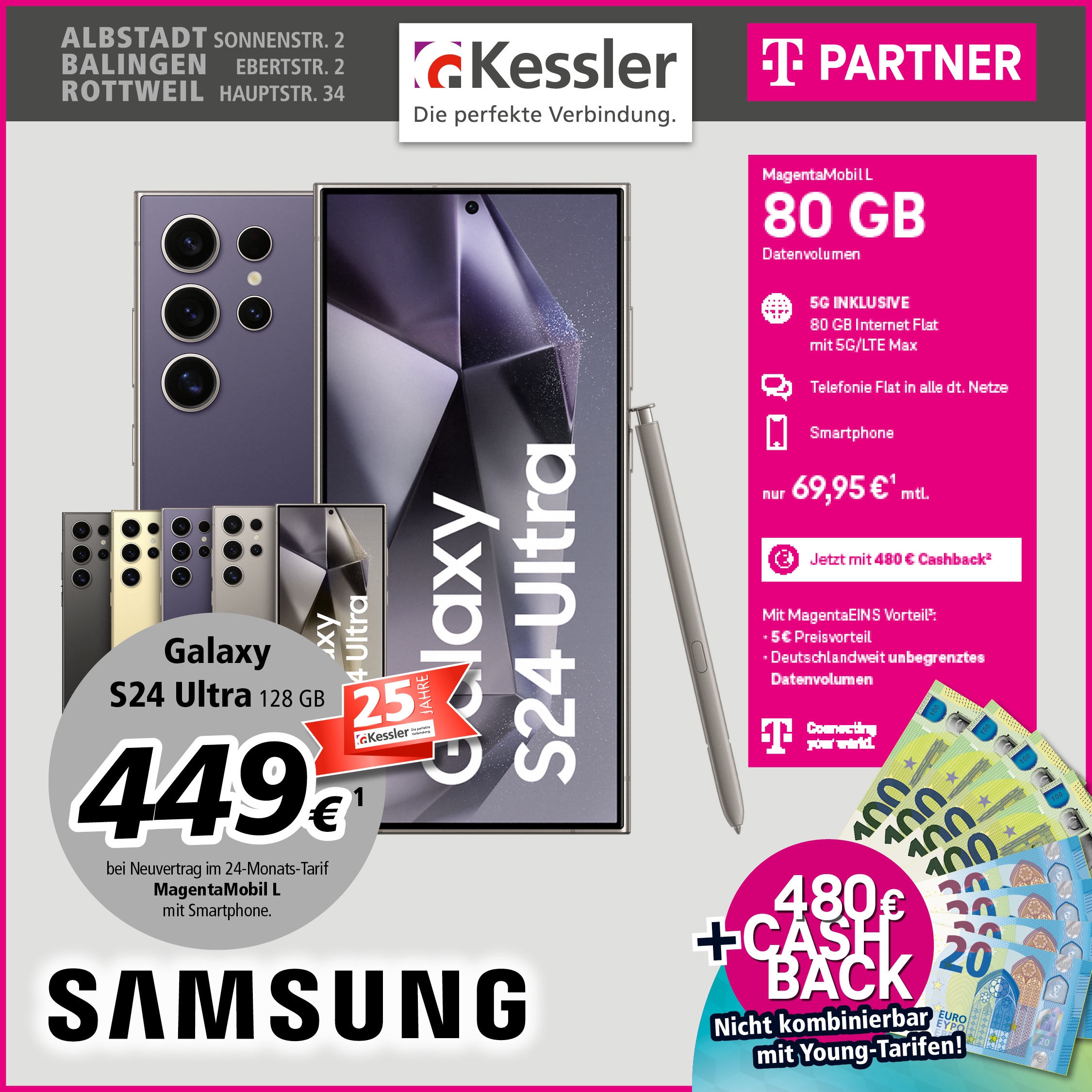 MagentaMobil L mit Samsung S24 Ultra und Cashback