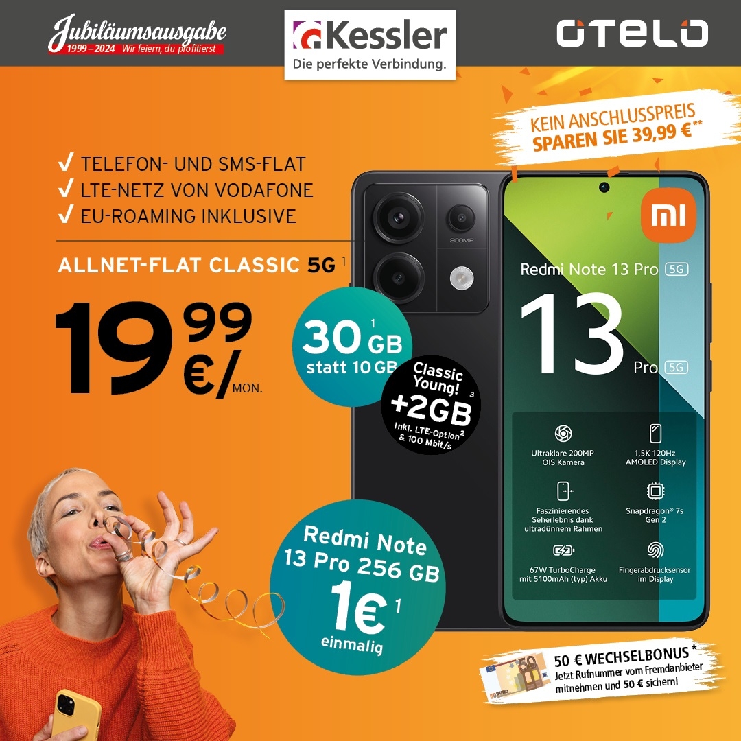 OTELO Classic 30GB mit Xiaomi Note 13 Pro 256GB