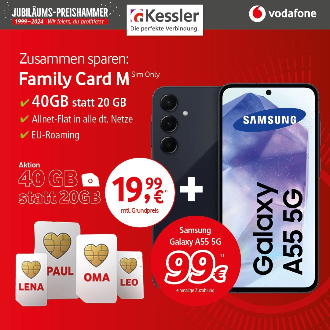 Vodafone Family Card M mit Galaxy A55 5G 128GB