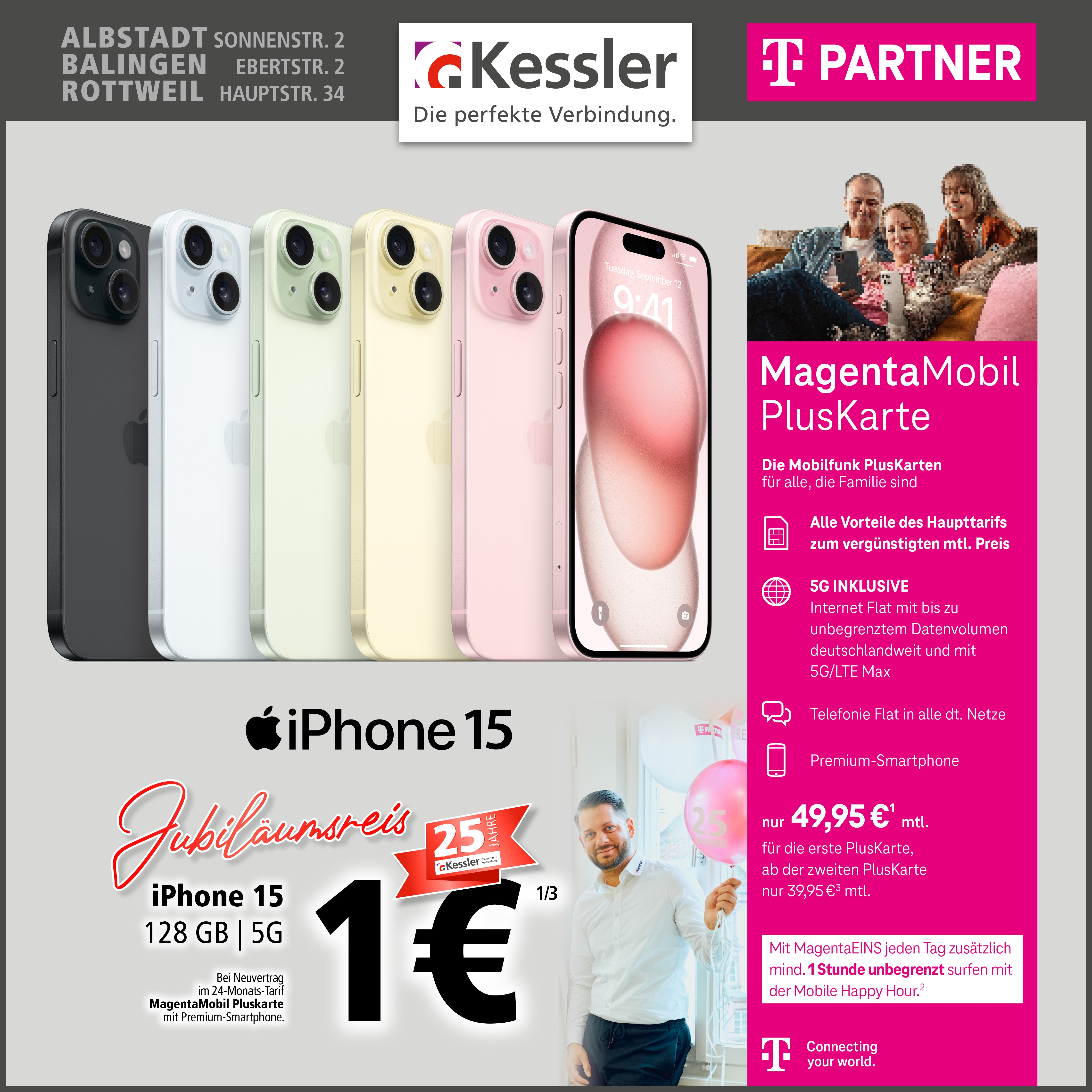 MagentaMobil PlusKarte mit IPhone 15 128GB