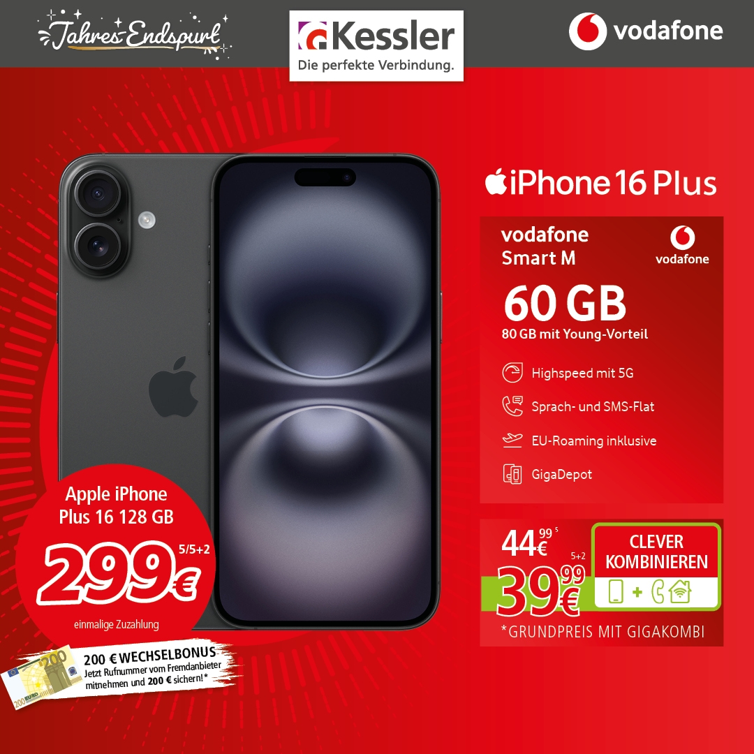 Vodafone Smart M mit IPhone 16 Plus