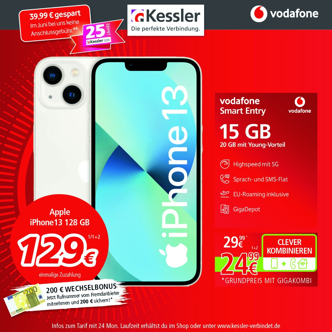 Vodafone Smart Entry mit IPhone 13 128GB