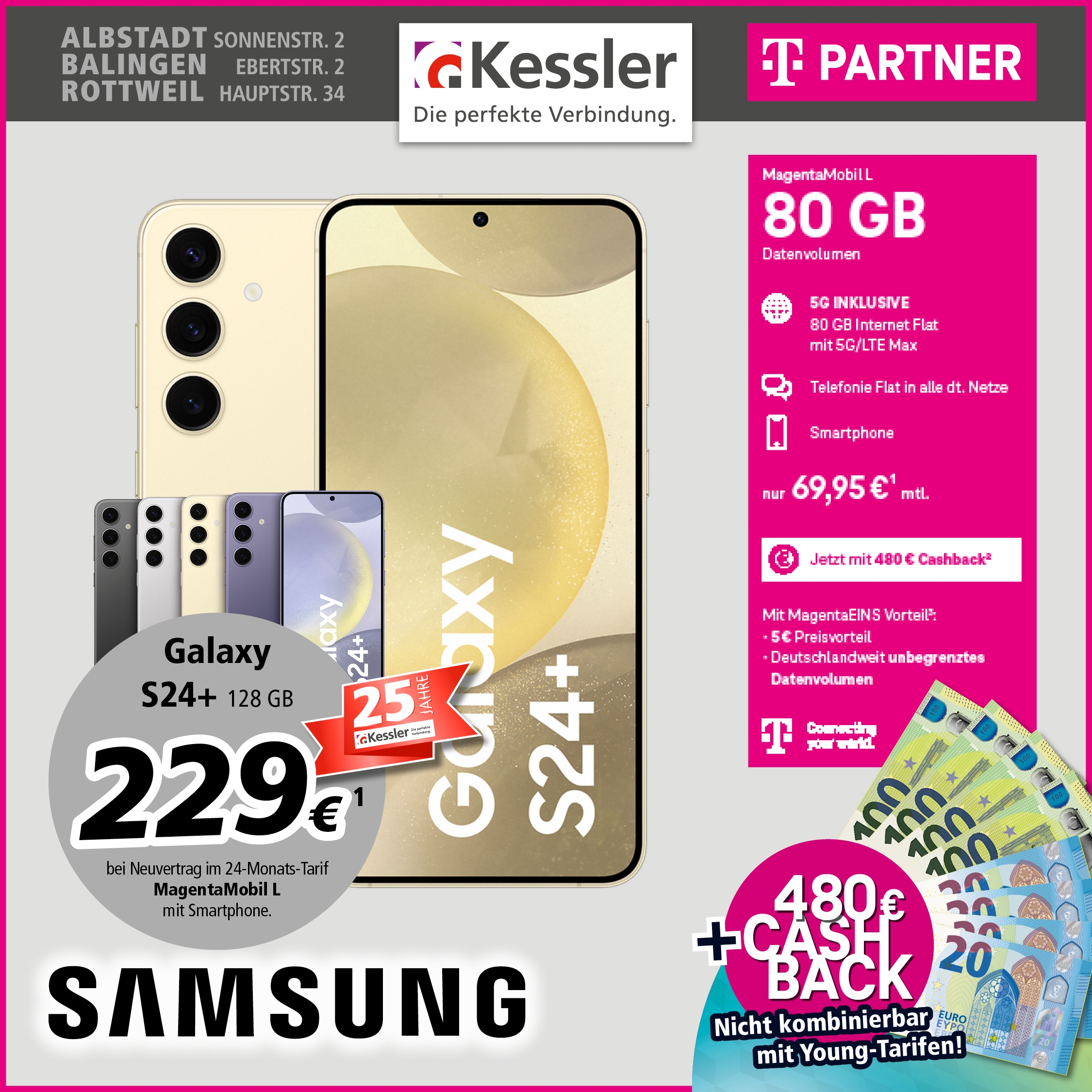 MagentaMobil L mit Samsung S24+ und Cashback