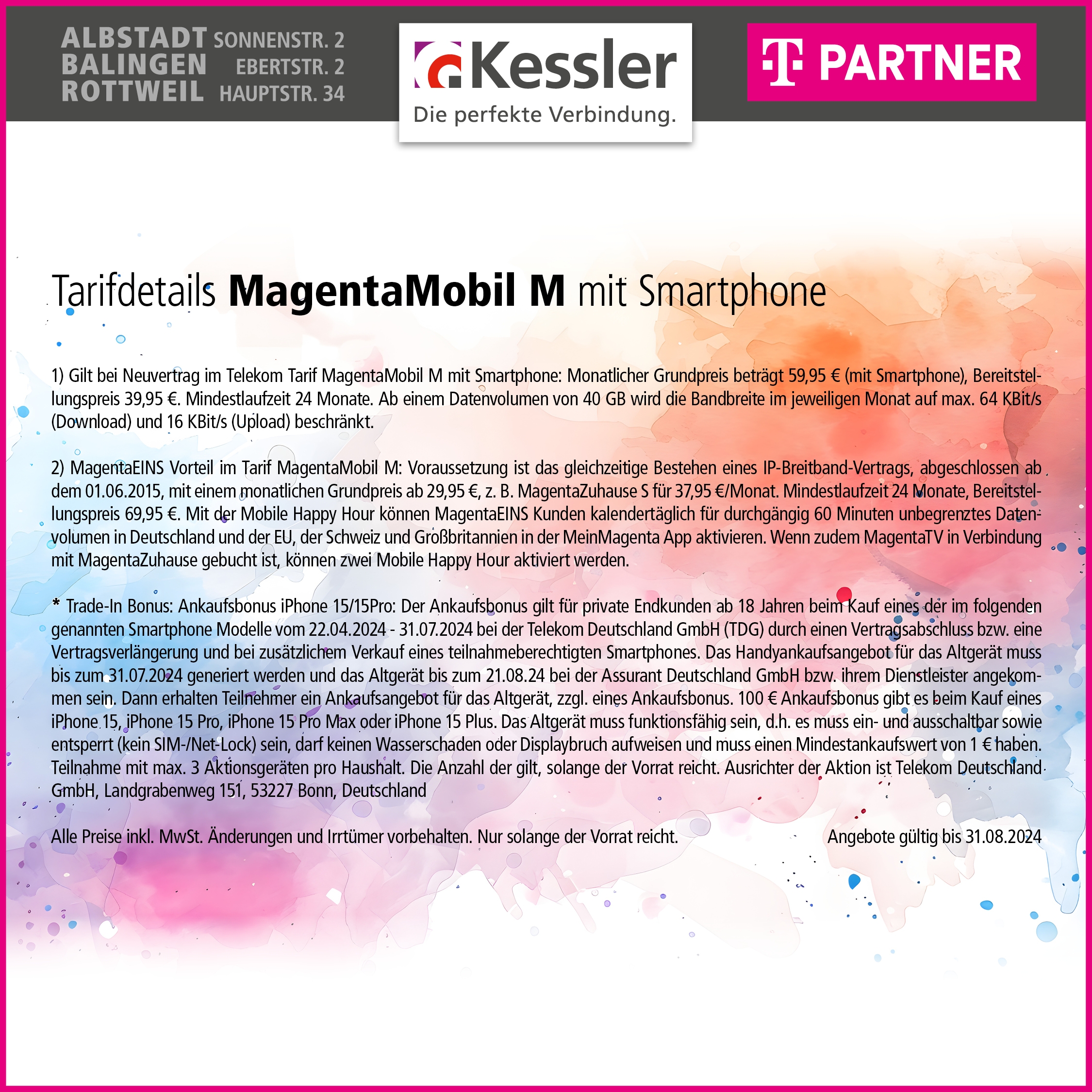 Magenta Mobil M mit iPhone 15