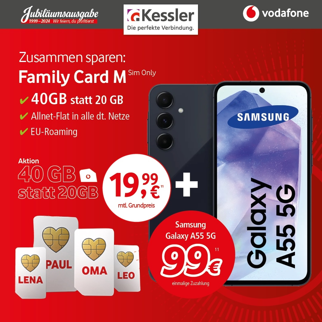 Vodafone Family Card M mit Galaxy A55 5G 128GB