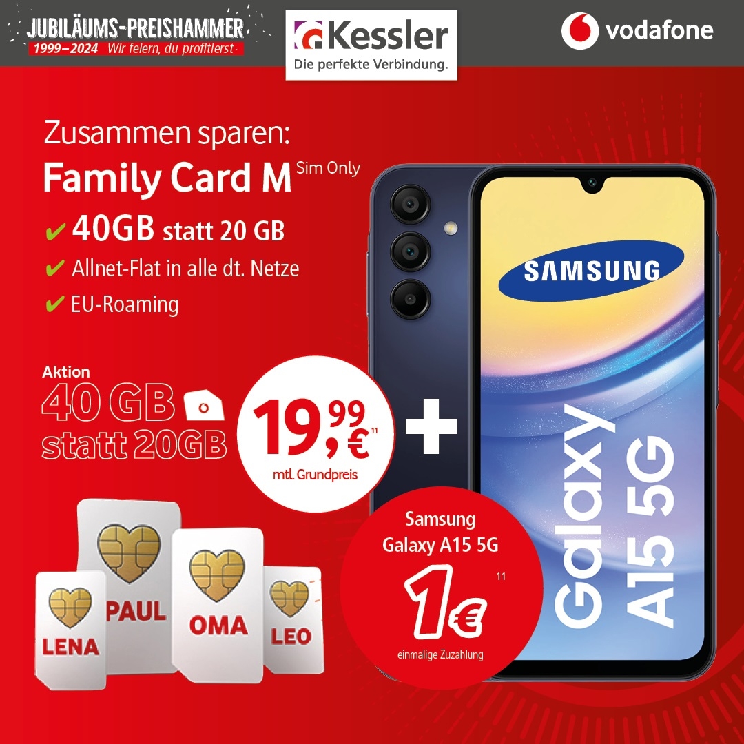 Vodafone Family Card M mit Galaxy A15