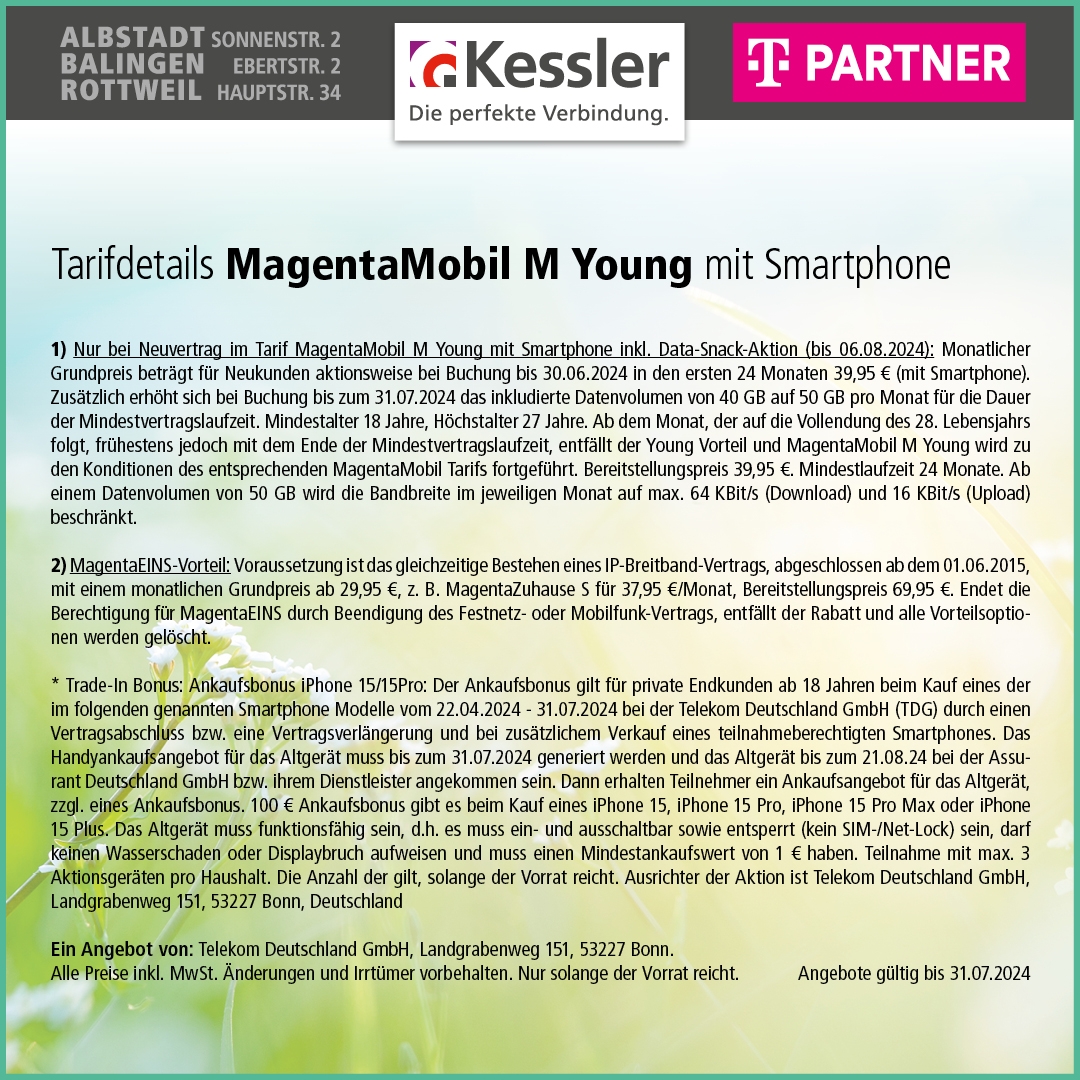 MagentaMobil M Young mit IPhone 15