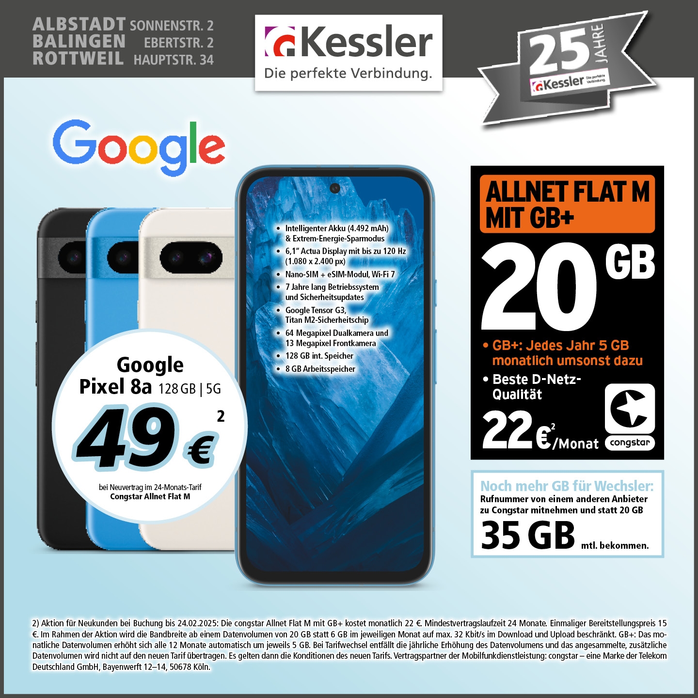 Congstar Allnet M mit GB+ und Google Pixel 8a