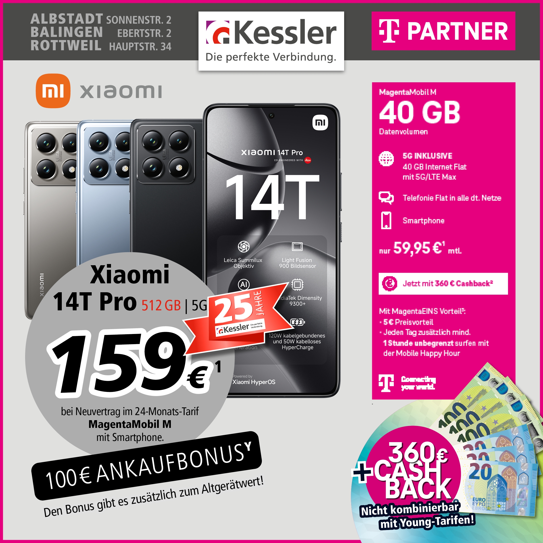 MagentaMobil M + Cashback mit Xiaomi 14T Pro