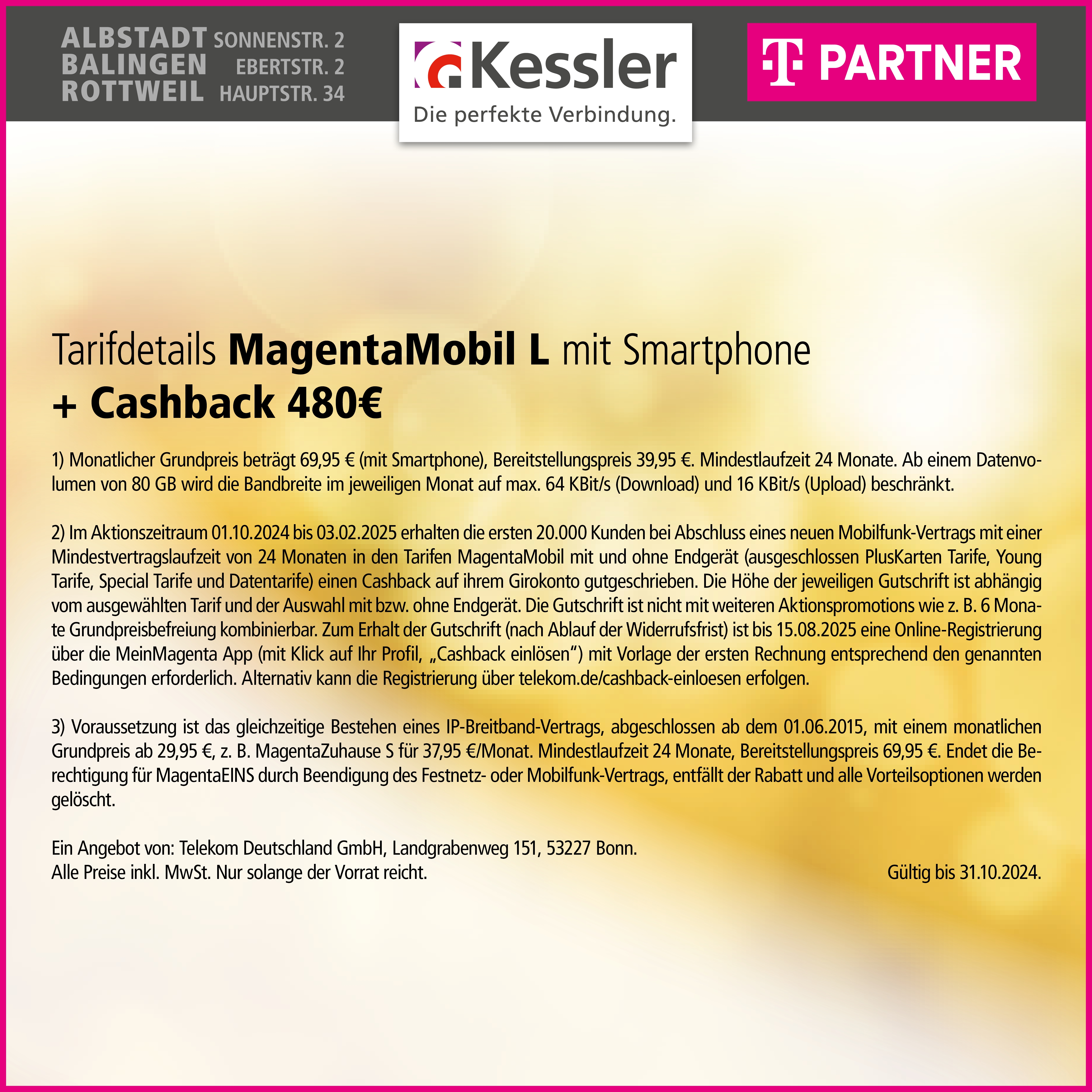 MagentaMobil L mit IPhone 15 Pro und Cashback