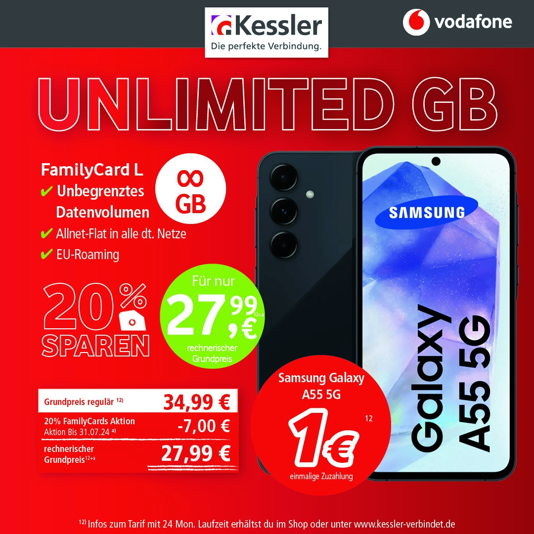 Vodafone Family Card M mit Galaxy A55 5G 128GB