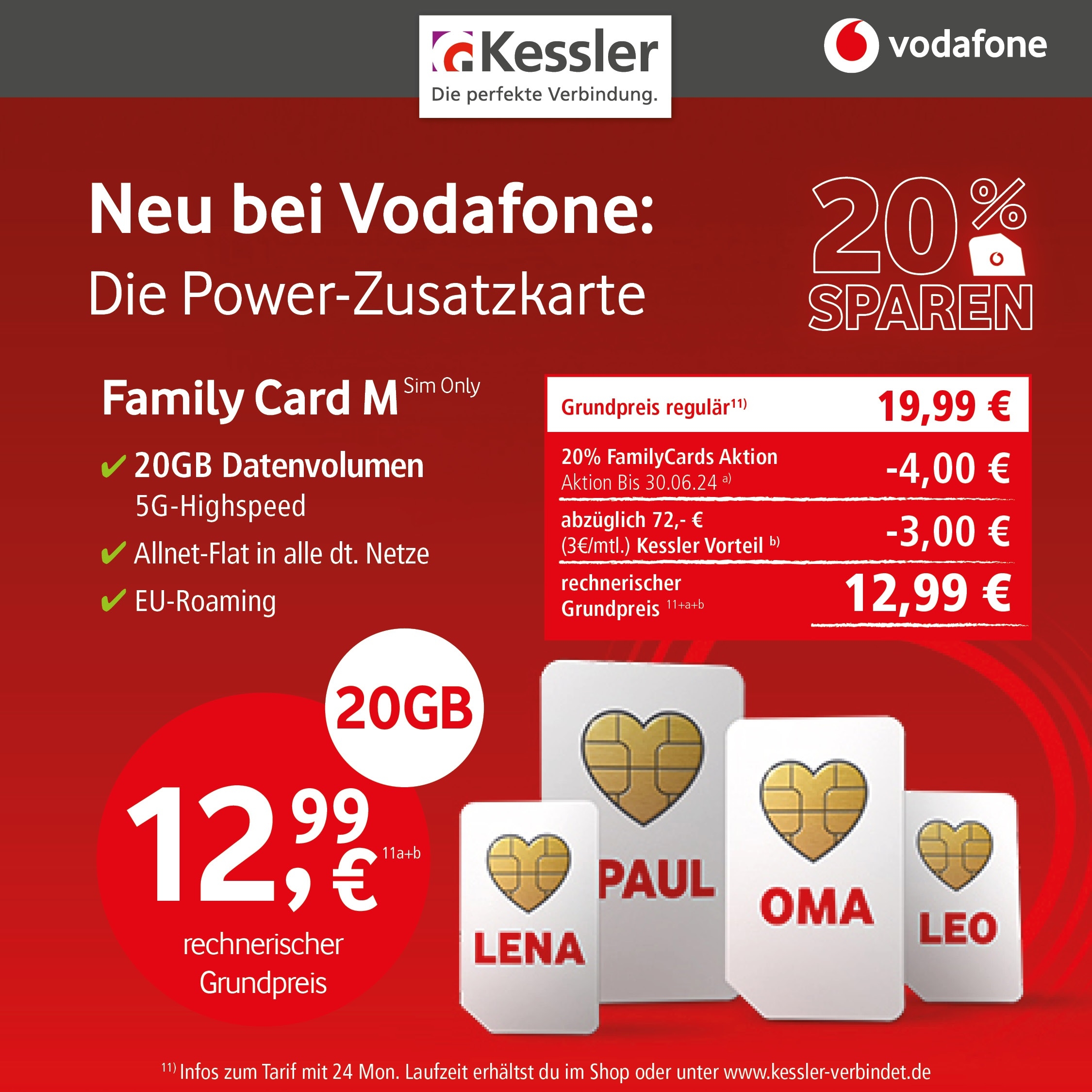 Vodafone Family Card M für nur 12,99€ mtl.