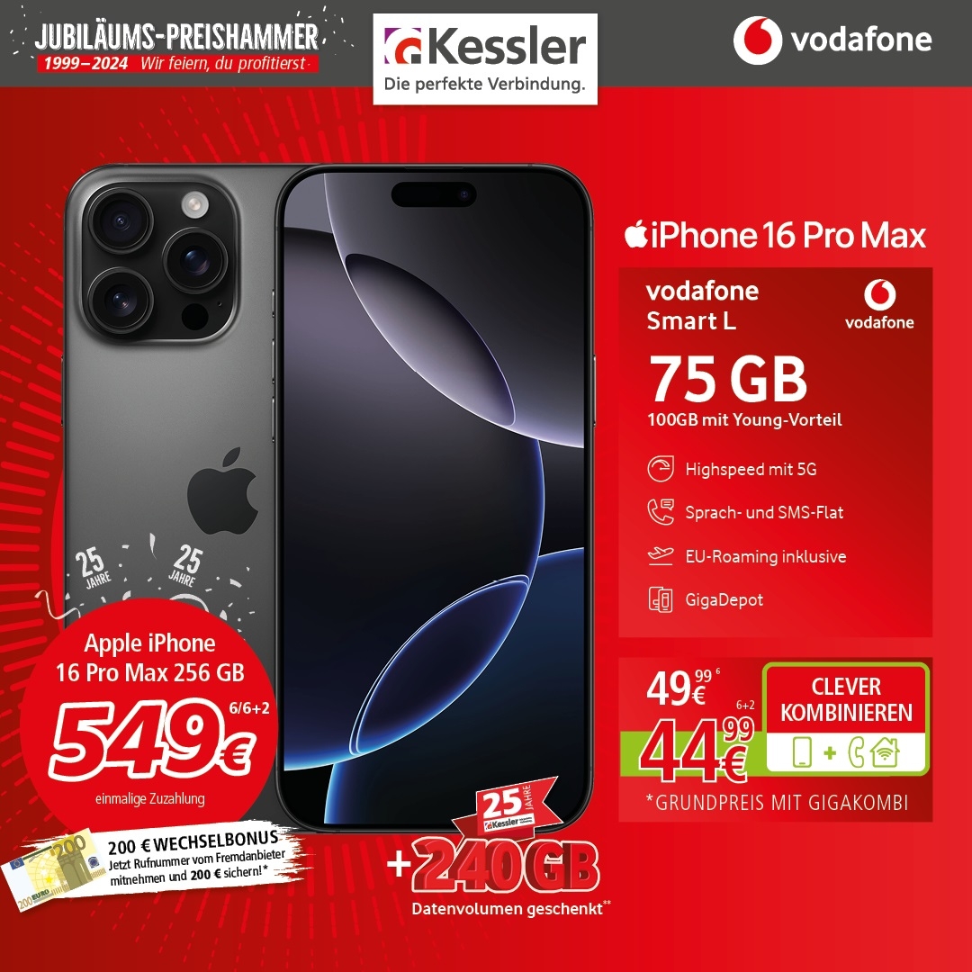 Vodafone Smart L m. iPhone 16 Pro Max 256GB