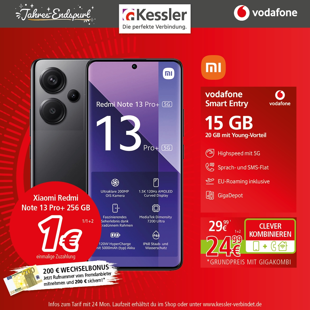 Vodafone Smart Entry und Xiaomi Note 13 Pro+