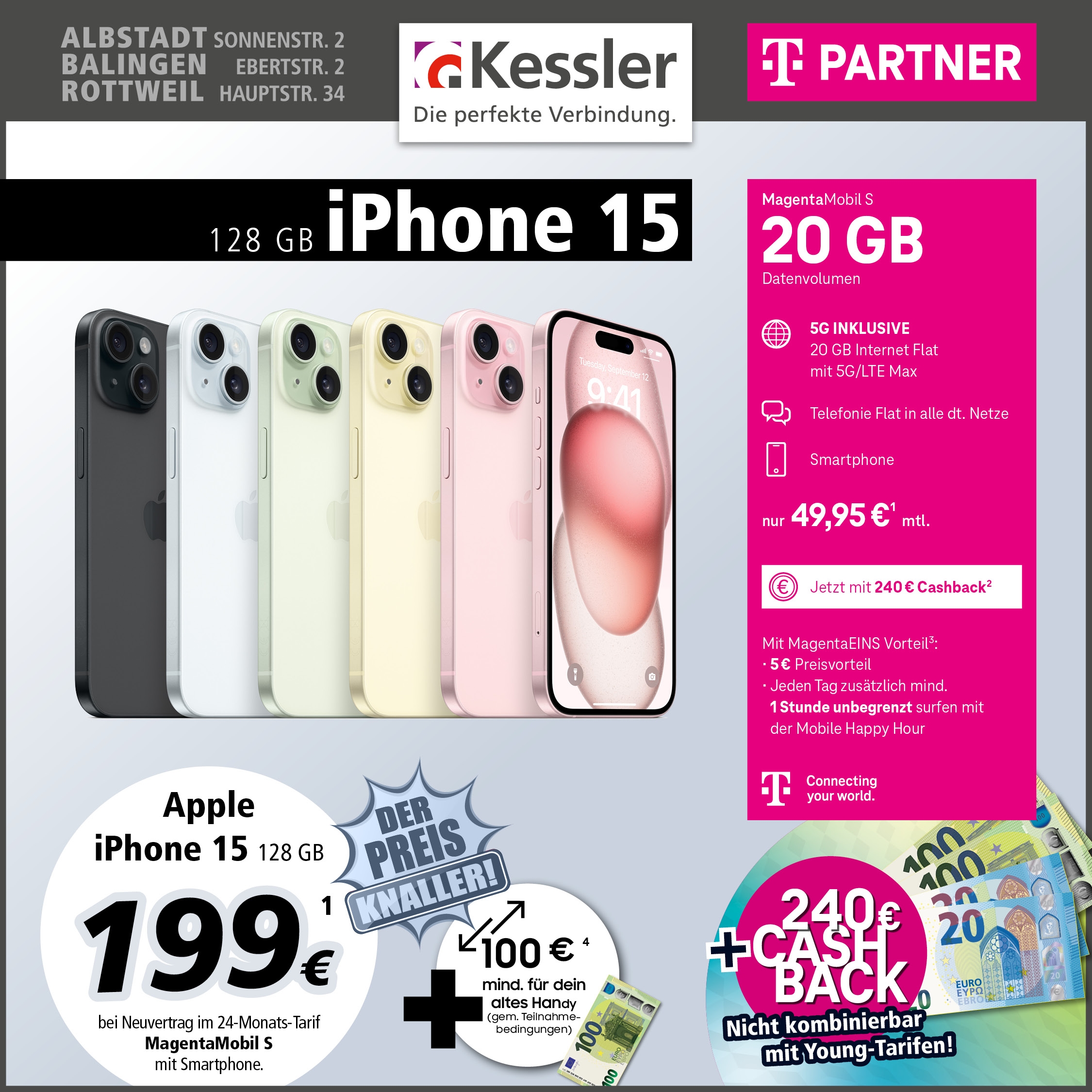 Magenta Mobil S mit IPhone 15 & Cashback