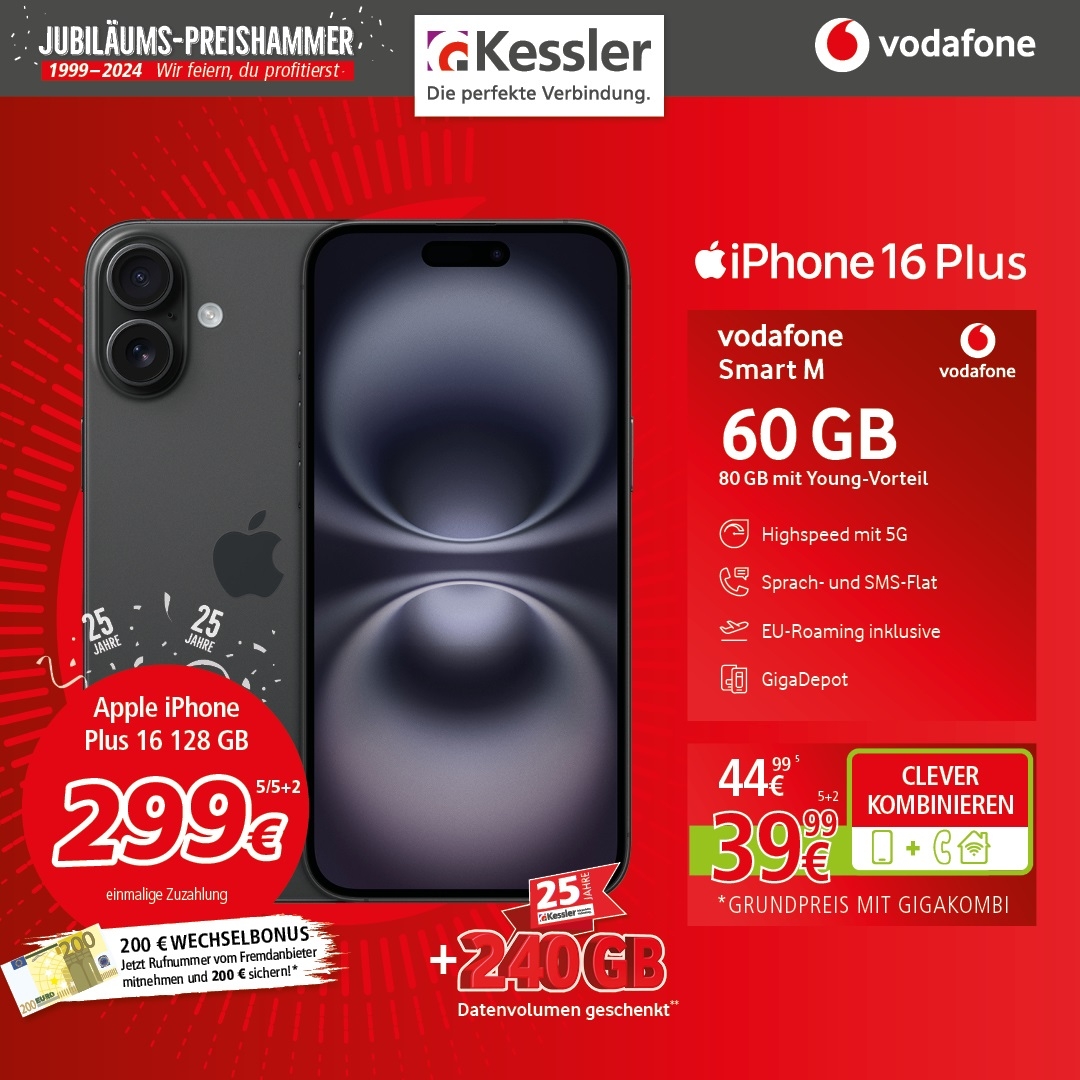 Vodafone Smart M mit Apple IPhone 16 Plus