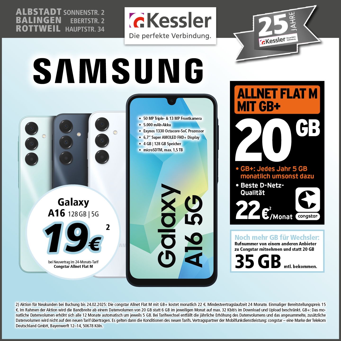 Congstar Allnet M mit Samsung A16 5G