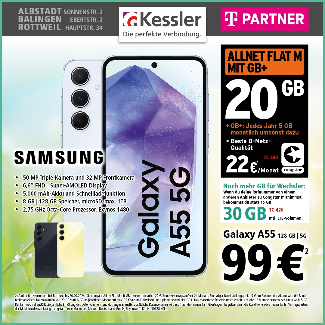 Congstar Allnet M mit GB+ und Samsung A55