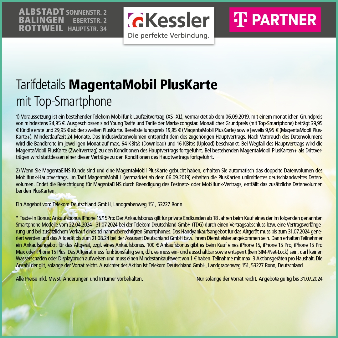 MagentaMobil Plus Karte mit IPhone 15 Family-Deal
