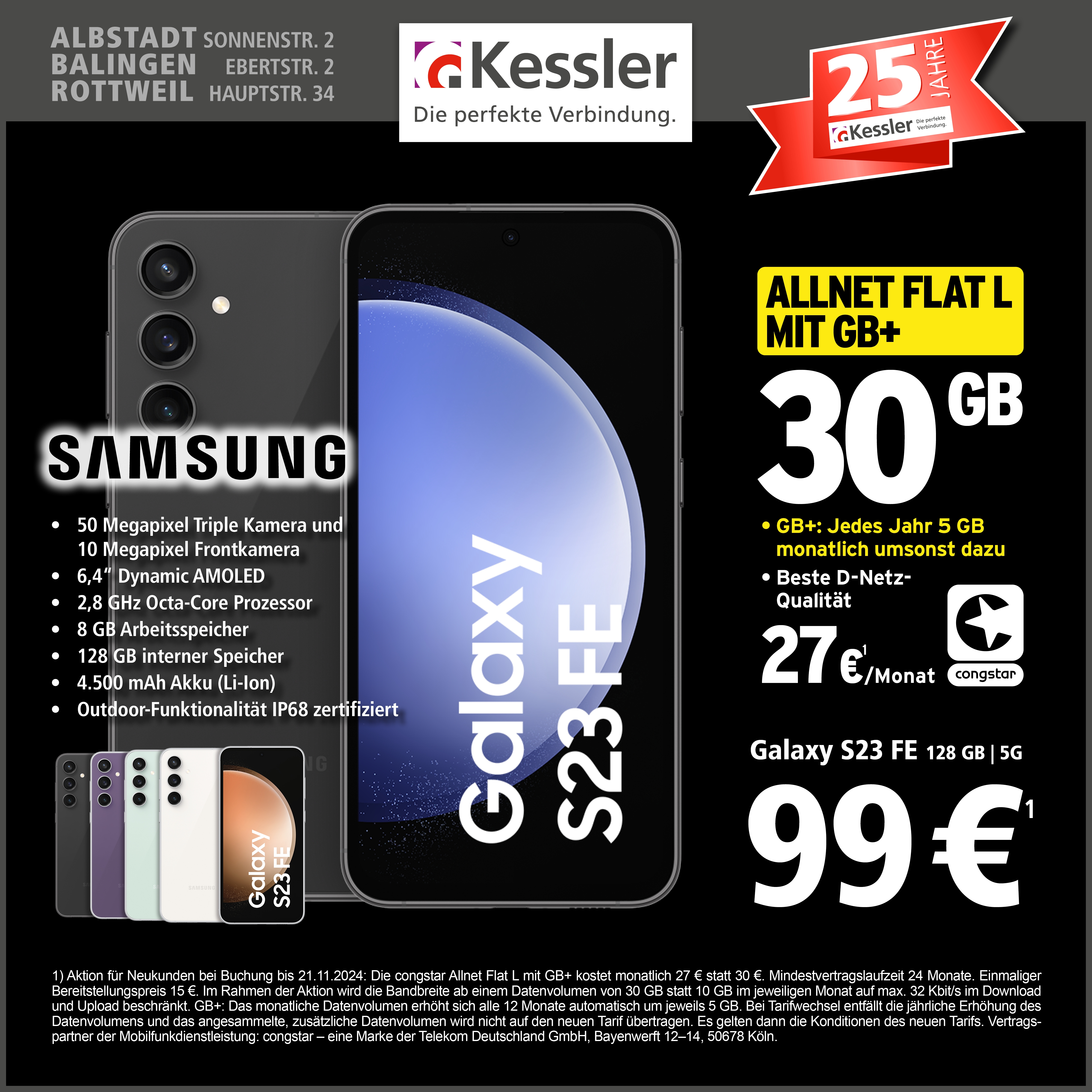 Congstar Allnet L mit GB+ und Samsung S23 FE 128GB