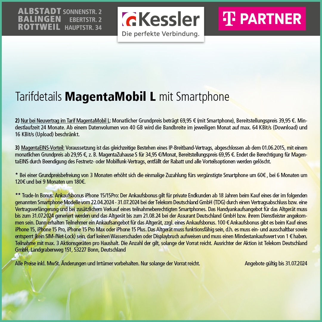 MagentaMobil L mit IPhone 15